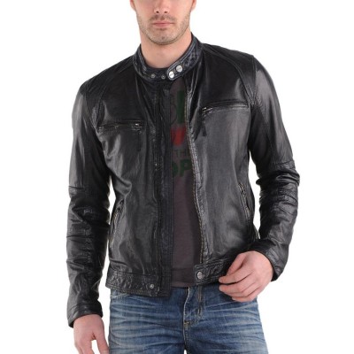 Laverapelle Men's Genuine Lambskin Leather Jacket (Racer Jacket) - 1501555