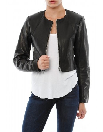 Laverapelle Women's Genuine Lambskin Leather Jacket (Cropped Jacket) - 1521740