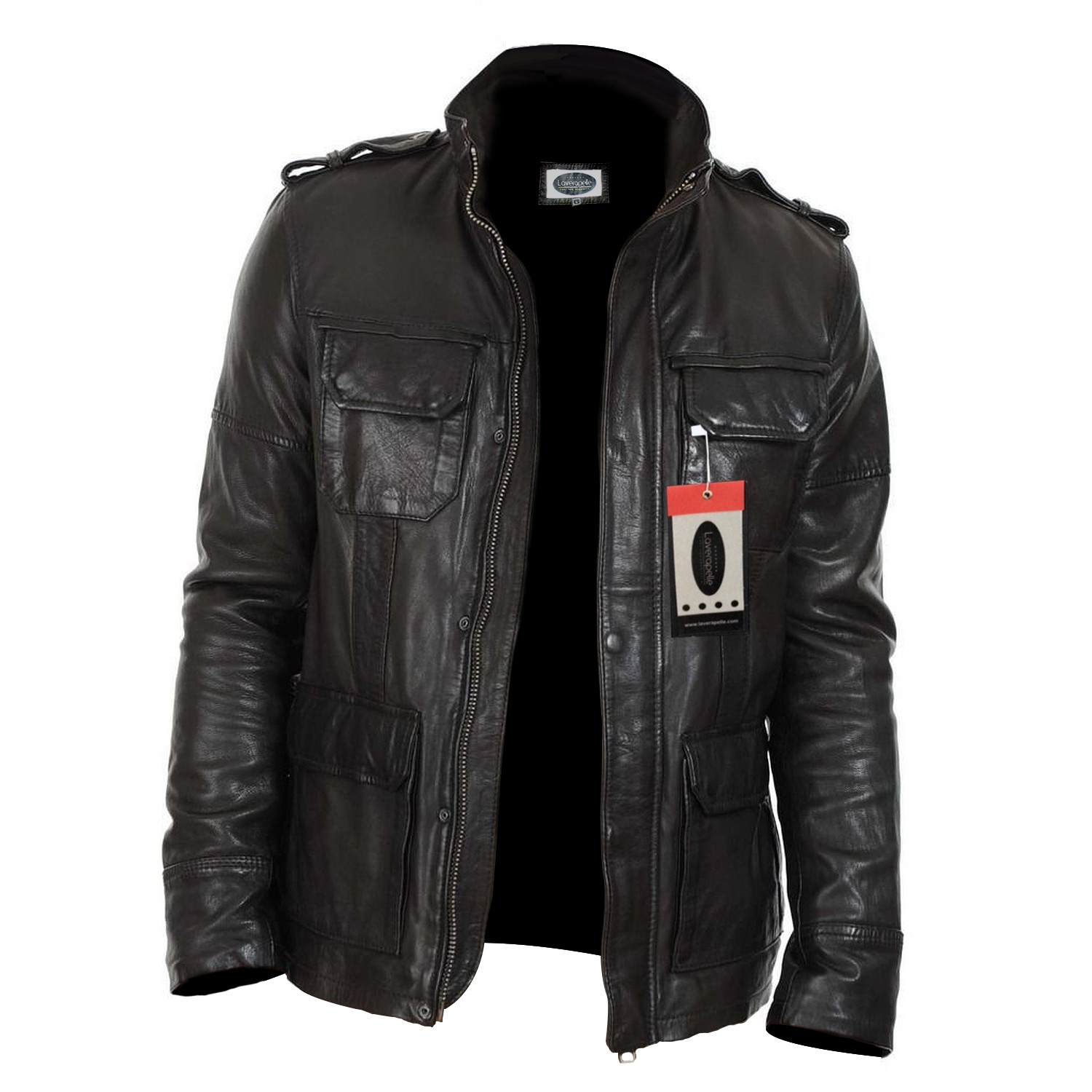 Laverapelle Mens Genuine Lambskin Leather Jacket Black, Field Jacket 1501287