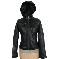 Laverapelle Women's Genuine Lambskin Leather Jacket (Hooded) - 1821003