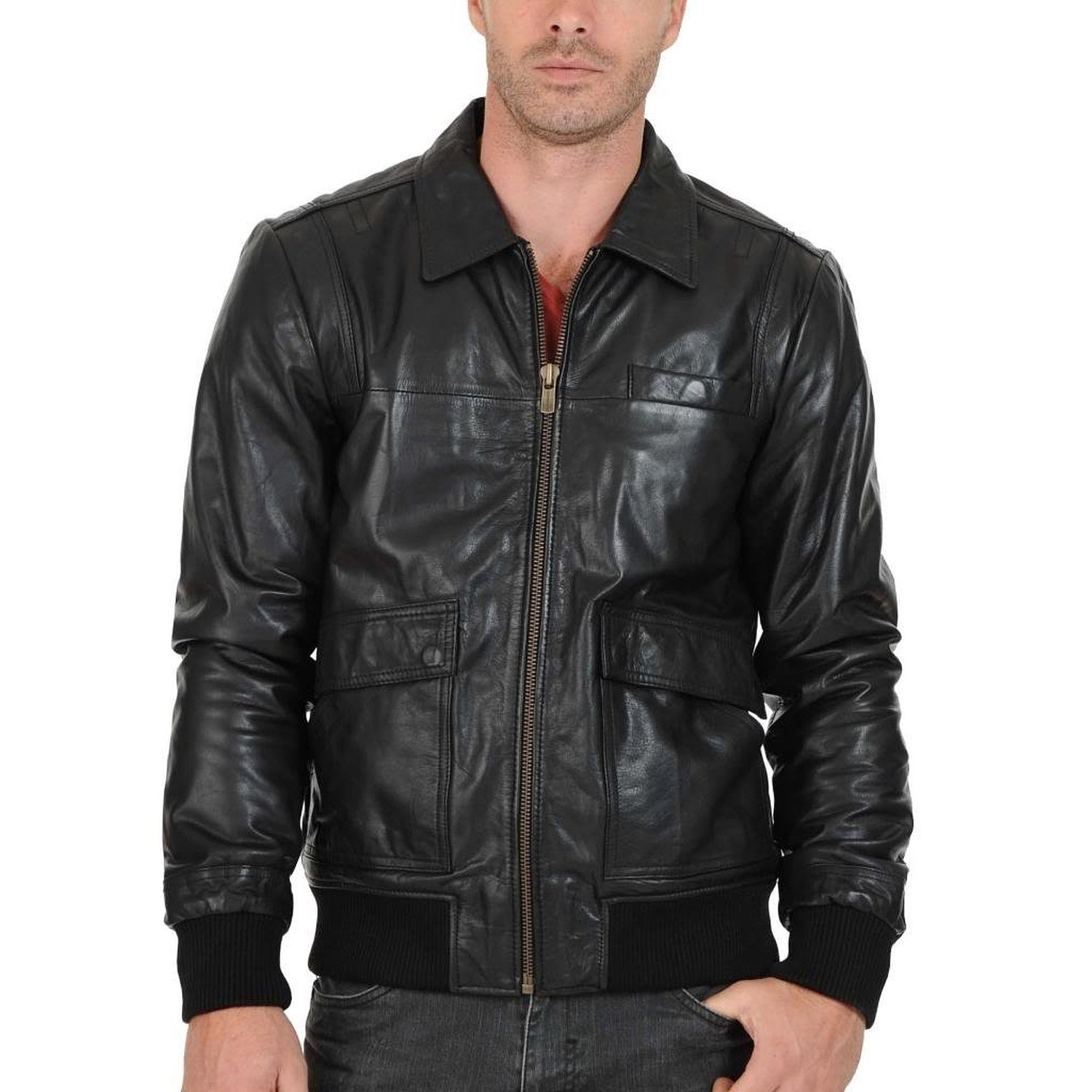 Black, Officer Jacket Laverapelle Mens Genuine Lambskin Leather Jacket 1501836 