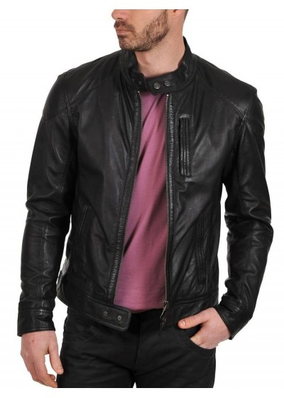 Laverapelle Men's Genuine Lambskin Leather Jacket (Racer Jacket) - 1501618