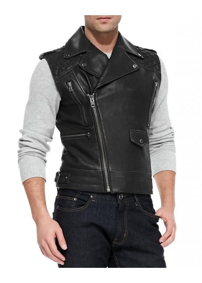 Laverapelle Men's Genuine Lambskin Leather Waist (Biker Vest) - 1503096