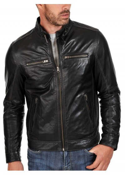 Laverapelle Men's Genuine Cowhide Leather Jacket (Racer Jacket) - 1501631