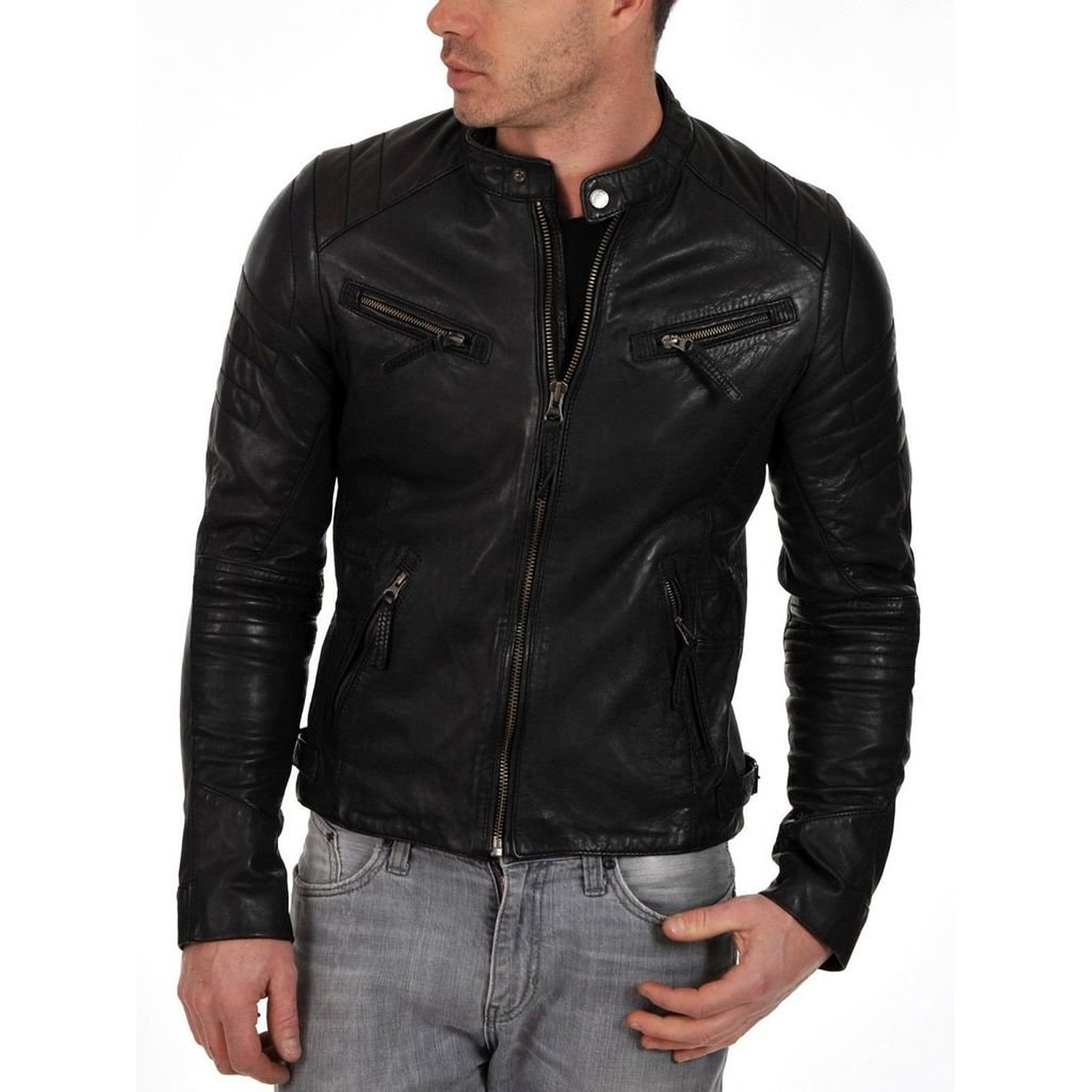 Laverapelle Mens Genuine Lambskin Leather Jacket Black, Classic Jacket 1501268