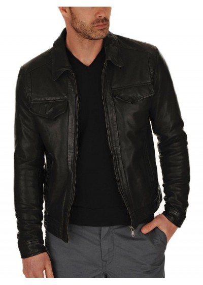 Laverapelle Men's Genuine Lambskin Leather Jacket (Officer Jacket) - 1501350