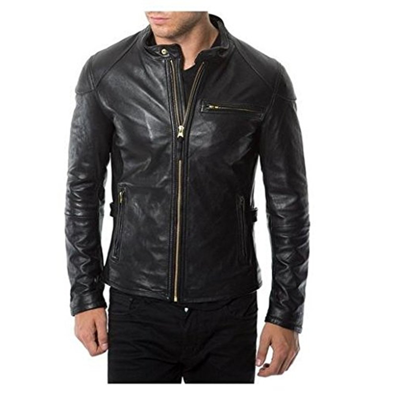 Black, Racer Jacket 1501472 Laverapelle Mens Genuine Lambskin Leather Jacket 