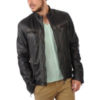 Laverapelle Men's Genuine Lambskin Leather Jacket (Racer Jacket) - 1501489