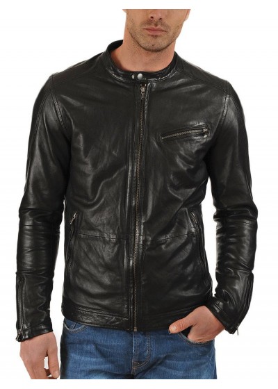 Laverapelle Men's Genuine Lambskin Leather Jacket (Racer Jacket) - 1501383