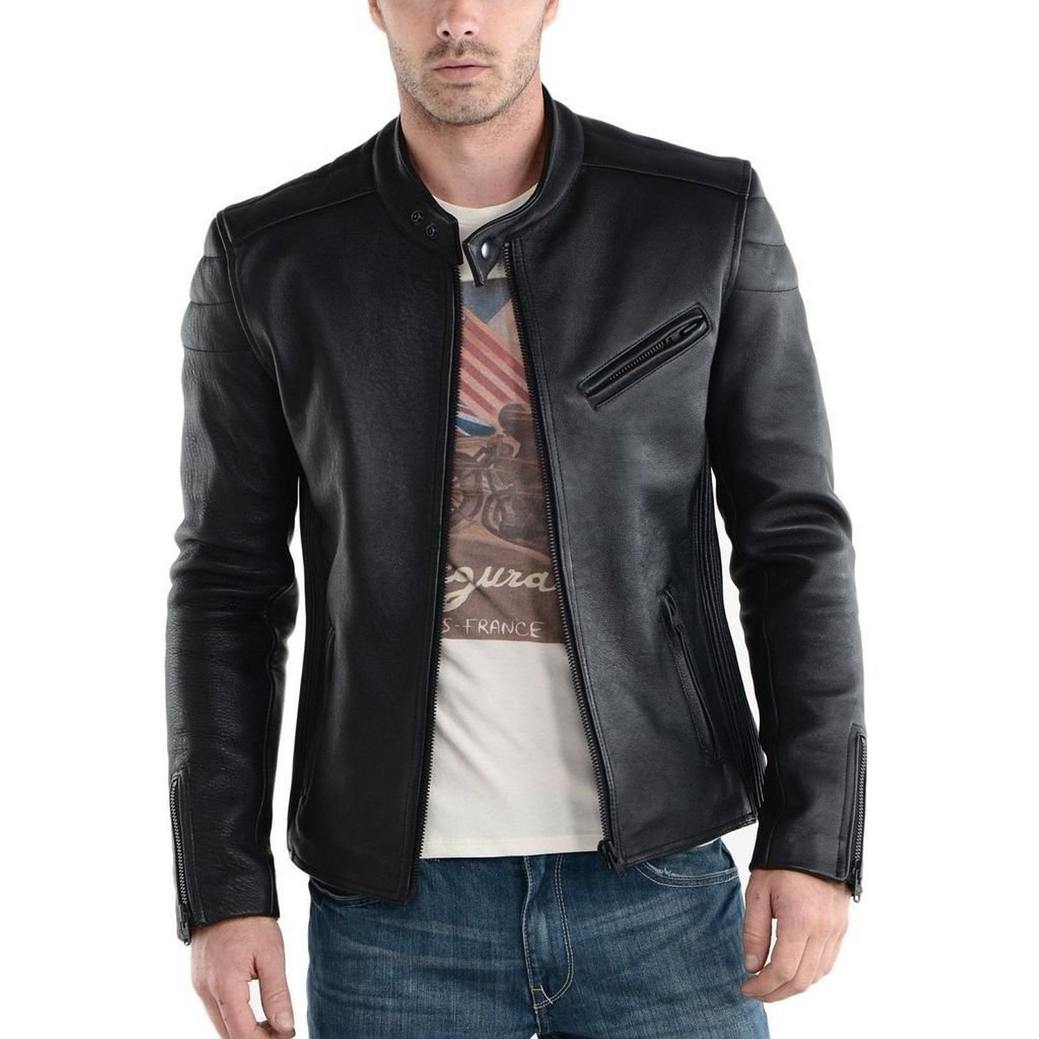 1710048 Laverapelle Mens Black Genuine Lambskin Leather Jacket 